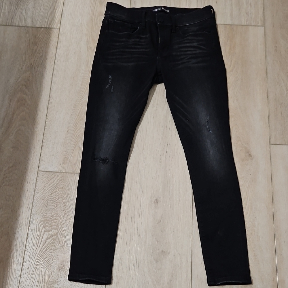 Women's Express Distressed Black Mid Rise Legging